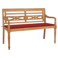 Vidaxl Klop Batavia z rdečo blazino 150 cm trdna tikovina