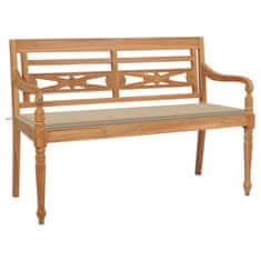 Vidaxl Klop Batavia z bež blazino 150 cm trdna tikovina