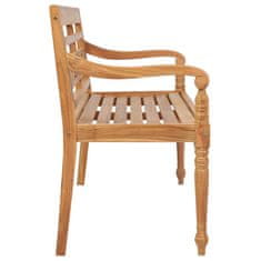 Vidaxl Klop Batavia z rdečo blazino 150 cm trdna tikovina