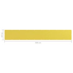 Vidaxl Balkonsko platno rumeno 75x500 cm HDPE