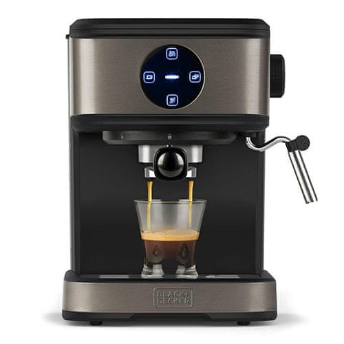 Kávovar Black + Decker, BXCO850E, espresso kávovar, 20 barů, nádrž 1,5 l vody, 850 W