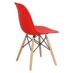 Fernity P016W PP stol rdeče, lesene noge