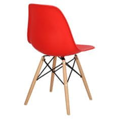 Fernity P016W PP stol rdeče, lesene noge