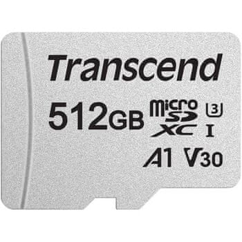 Transcend Micro SDXC spominska kartica, 512 GB, 95/45 MB/s, UHS-I, C10 + SD adapter