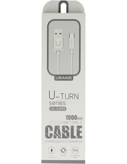 USAMS podatkovni kabel SJ099 Type C na USB, 1m, bel