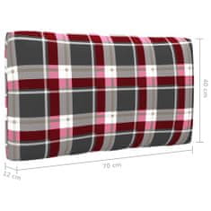 Vidaxl Blazina za kavč iz palet rdeč karo vzorec 70x40x12 cm