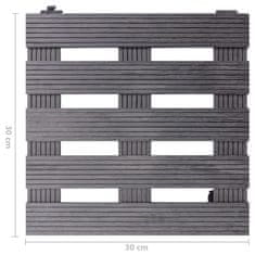 Greatstore Voziček za rastline 4 kosi sive barve 30x30x7,5 cm WPC