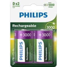 Philips D polnilna baterija, 1,2V, 3000mAh, 2 kosa