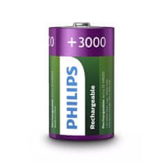 Philips D polnilna baterija, 1,2V, 3000mAh, 2 kosa