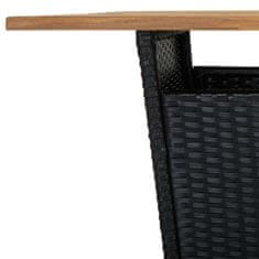 Greatstore Barska miza črna 80x80x110 cm poli ratan in trden akacijev les