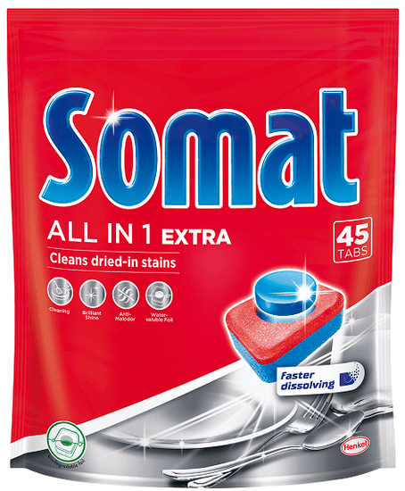 Somat tablete za pomivalni stroj All in 1 Extra, 45 kosov