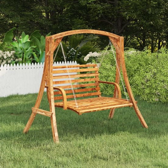 Vidaxl Gugalna klop trdna smrekovina s tikovino 91x130x58 cm