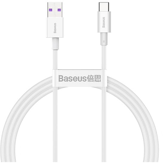 BASEUS CATYS-02 kabel za hitro polnjenje USB-C na USB-A, 66 W, 1 m, bel