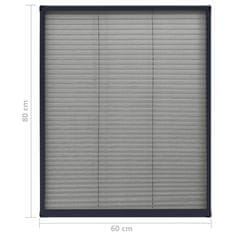 Greatstore Plise komarnik za okna aluminij antraciten 60x80cm