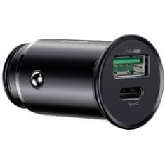 BASEUS avto polnilec USB A/C, PPC, Quick Charge 4.0, VOOC, črn (CCYS-C01)