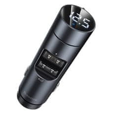 BASEUS Energy avtopolnilec in FM oddajnik, 2x USB Type-A, temno siv