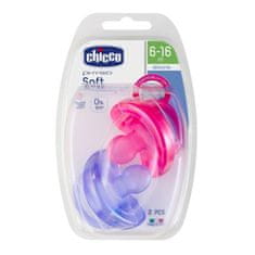 Chicco Physio Soft All-Silicone plenica, 2 kosa, 6-16m, roza