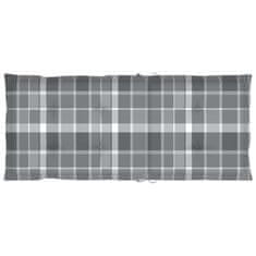 Vidaxl Blazine za vrtne stole 4 kosi sive karo 120x50x3 cm blago