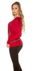 Amiatex Ženski pulover 71549, rdeča, UNIVERZáLNí