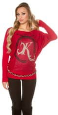 Amiatex Ženski pulover 71549, rdeča, UNIVERZáLNí