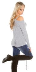 Amiatex Ženski pulover 71600, siva, UNIVERZáLNí