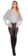 Amiatex Ženski pulover 71563, siva, UNIVERZáLNí