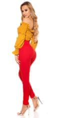 Amiatex Ženske treggings hlače 74796, rdeča, M