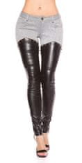 Amiatex Ženske treggings hlače 74730, siva, XL