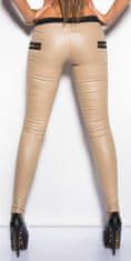 Amiatex Ženske treggings hlače 74751, bež, XL
