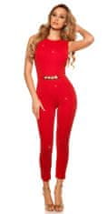 Amiatex Ženske overall hlače 74982, rdeča, XXS