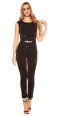 Amiatex Ženske overall hlače 74984, črno-srebrna, XS