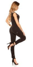 Amiatex Ženske overall hlače 74984, črno-srebrna, XS
