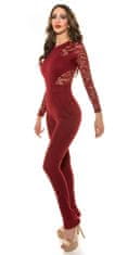 Amiatex Ženske overall hlače 75056, vinska, XL