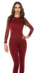 Amiatex Ženske overall hlače 75056, vinska, XL
