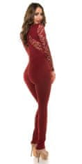 Amiatex Ženske overall hlače 75056, vinska, XL