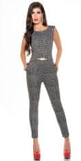 Amiatex Ženske overall hlače 75099, črno-bela, L