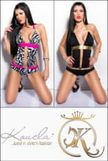 Amiatex Ženske enodelne kopalke 75260, črno-zlata, M