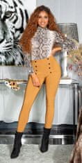 Amiatex Ženske treggings hlače 79539, cappucino, L/XL