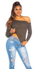 Amiatex Ženski pulover 79626, kaki, UNIVERZáLNí