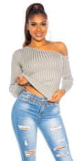Amiatex Ženski pulover 79627, siva, UNIVERZáLNí