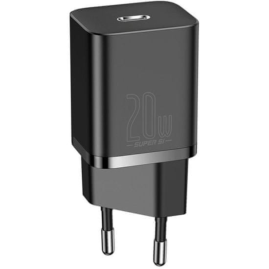 BASEUS Si Type-C polnilec, adapter, 20 W, črn (CCSUP-C01)
