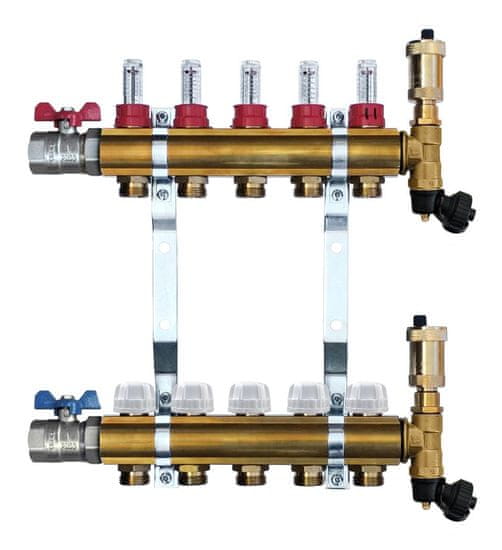 Atria Europe 5-smerni medeninasti razdelilnik za talno ogrevanje