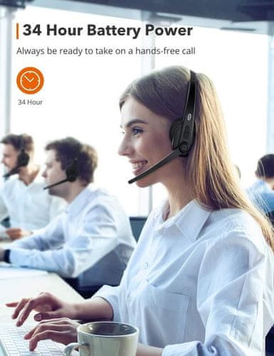TaoTronics TT-BH041 AI Noise Canceling mono naglavna slušalka, BT + USB