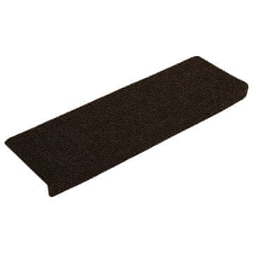 Vidaxl Preproge za stopnice samolepilne 15 kosov 65x21x4 cm temno rjave pravokotne robove