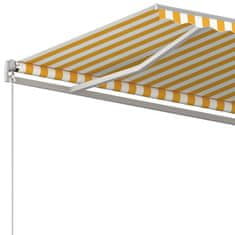 Vidaxl Ročna tenda 4,5 x 3,5 m Rumene in bele črte 100% poliester