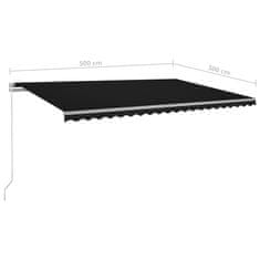 Vidaxl Ročno zložljiva tenda z LED lučmi 500x300 cm antracitna