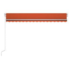 Vidaxl Ročno zložljiva tenda z LED lučmi 450x300 cm oranžna in rjava