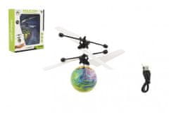 Teddies Helikopterska palica z žogo. leteča plastika, ki se odziva na gibanje roke, s kablom USB 3 barve v škatli 16x18,5x5,5