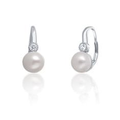 JwL Luxury Pearls Očarljivi srebrni uhani s pravim belim biserom JL0673