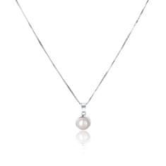 JwL Luxury Pearls Nežna ogrlica s pravim belim biserom JL0676 (verižica, obesek)